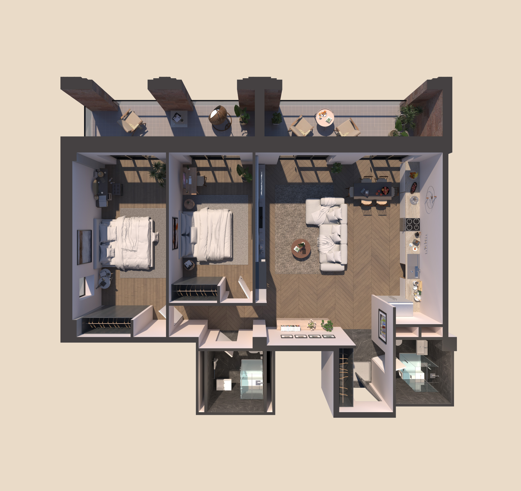 Modern apartment floor plan layout