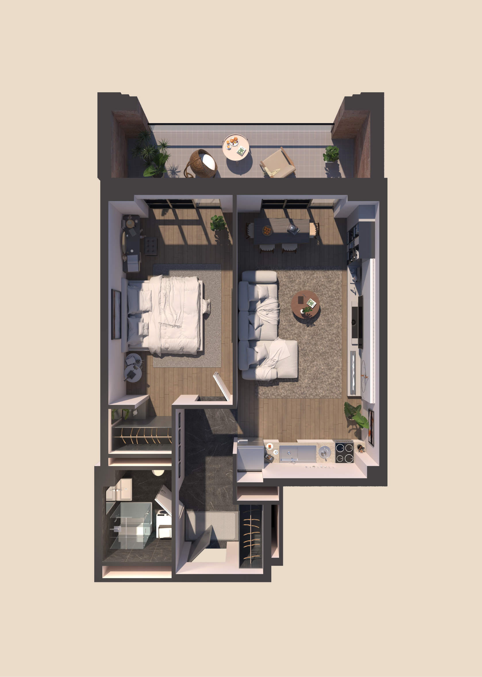 Modern apartment floor plan layout