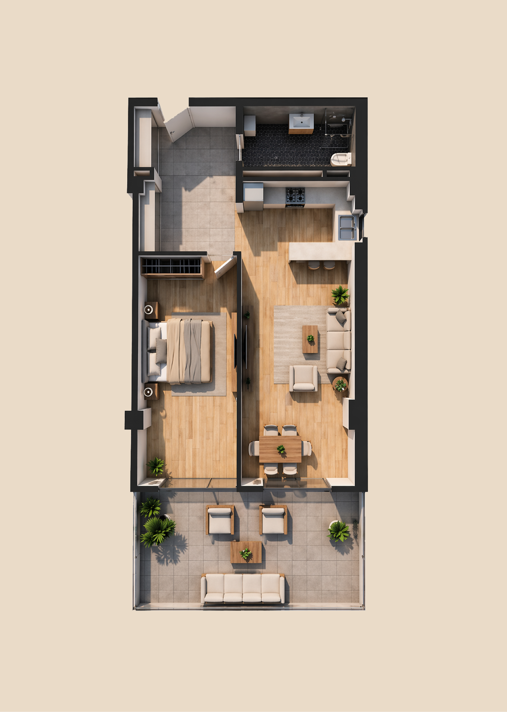 Modern apartment floor plan layout