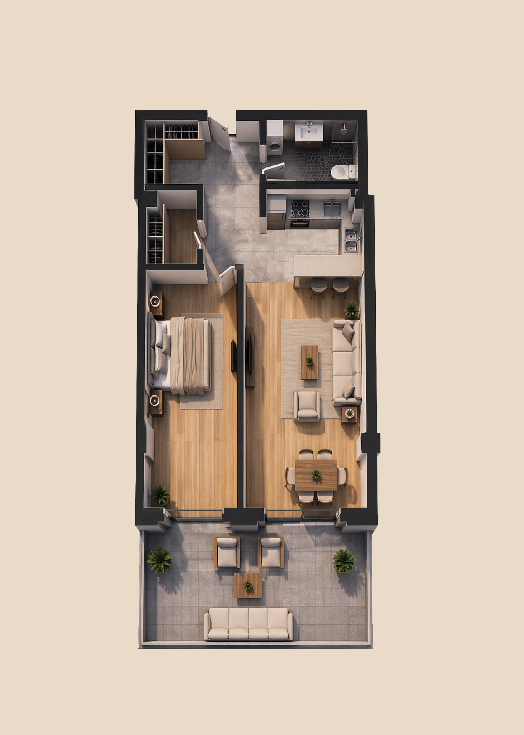 Modern apartment floor plan layout