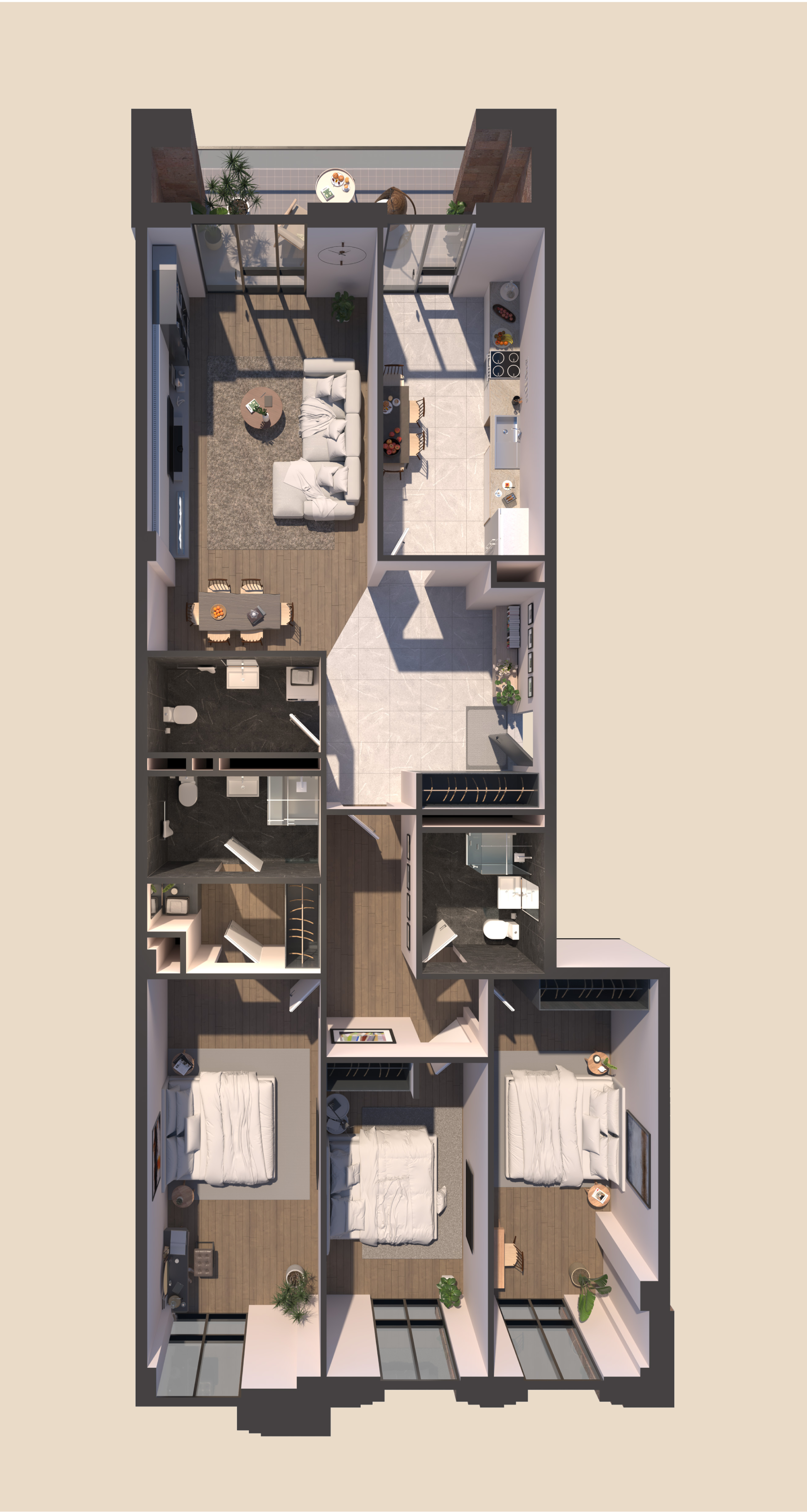 Modern apartment floor plan layout