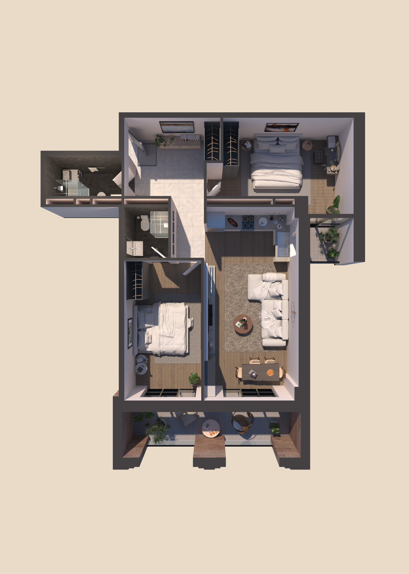 Modern apartment floor plan layout