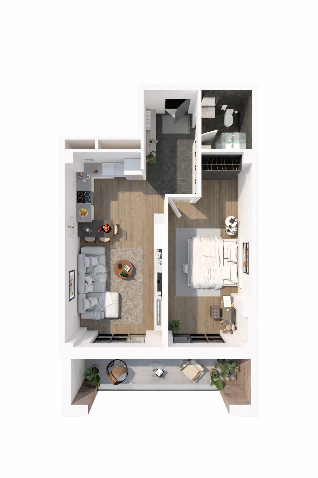 Modern apartment floor plan layout