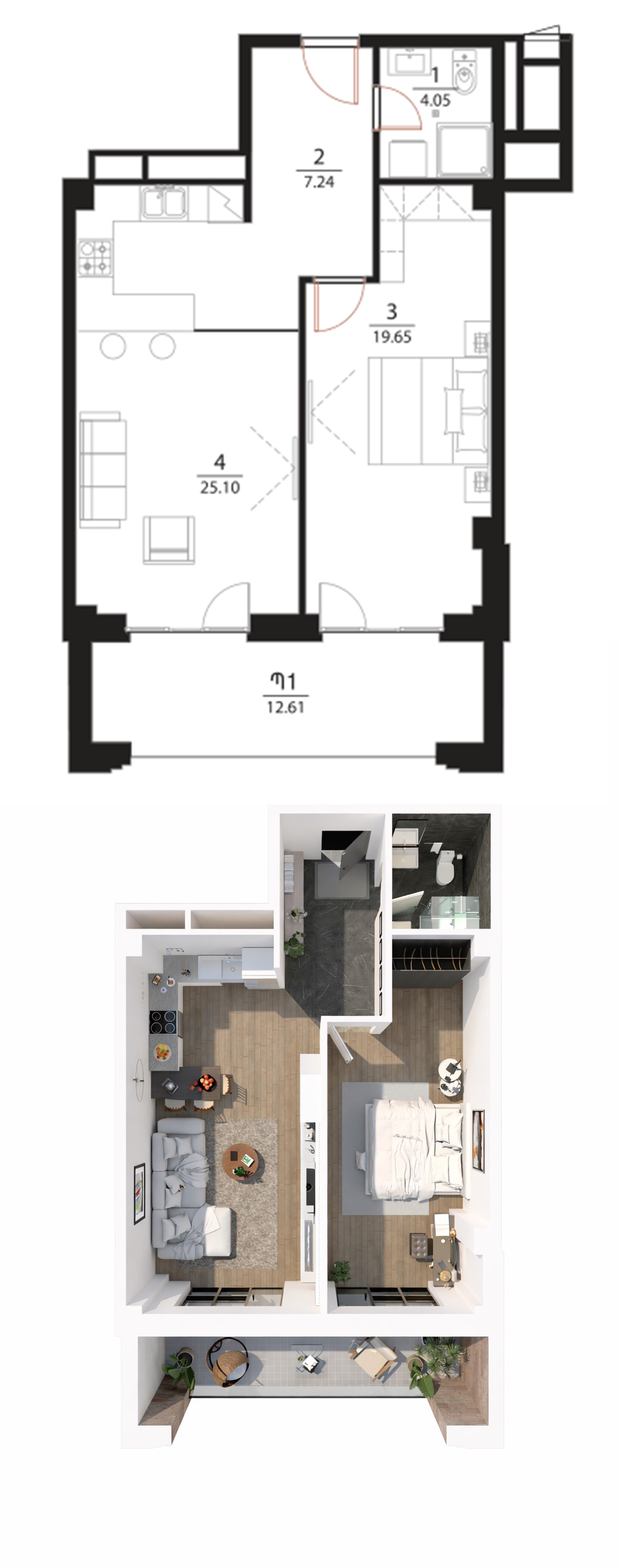 Modern apartment floor plan layout