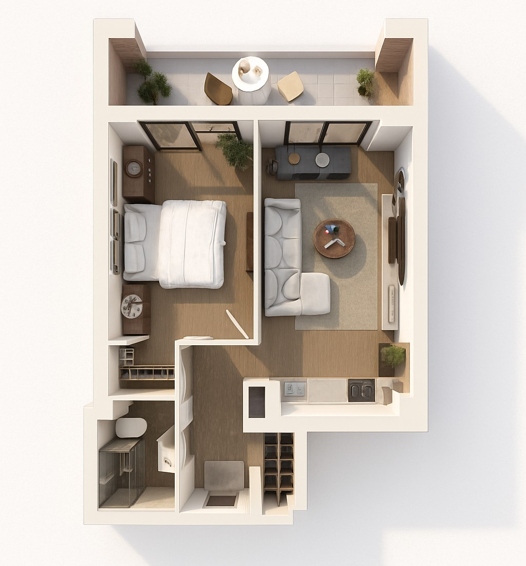 Modern apartment floor plan layout